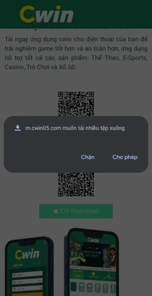 Cho phép tải xuống Cwin Android